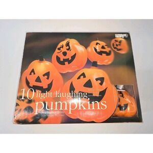 Halloween String Lights 10 Stacked Pumpkins Blow Mold New !!!